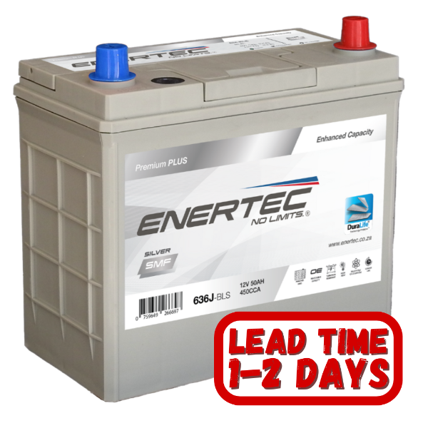 Enertec silver 636J, 12V 50AH 540CCA, 12v car battery, 50Ah battery, 540CCA, RHP car battery, J TERMINAL