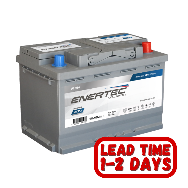 Enertec Silver 652 AGM, Start/Stop 12v, 70Ah, 900CCA, RHP Car Battery
