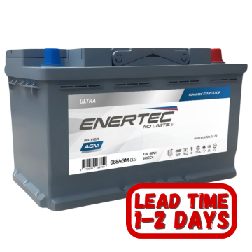 Show details for Enertec 668 AGM Start/Stop Silver, 12v, 80ah, 870cca RHP Car Battery Enertec Silver 668 AGM battery, 12v 80ah, 12v 80ah 870cca car battery, Start-Stop AGM battery