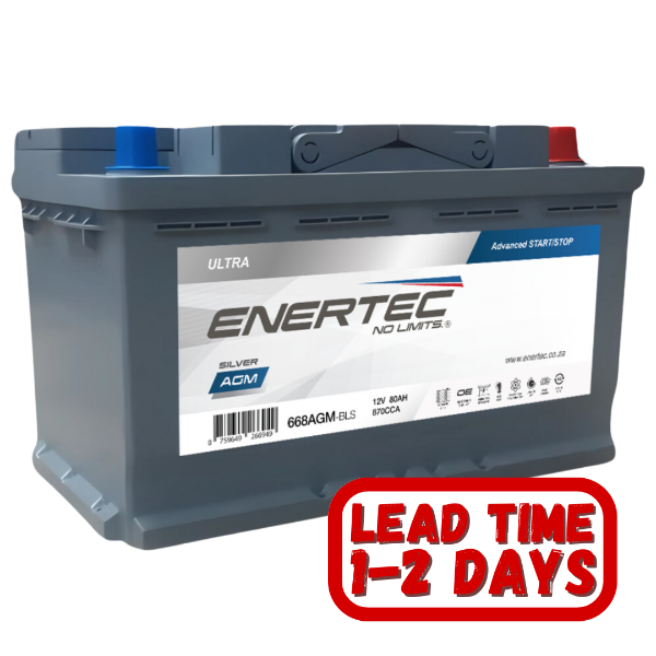 Enertec Silver 668 AGM battery, 12v 80ah, 12v 80ah 870cca car battery, Start-Stop AGM battery
