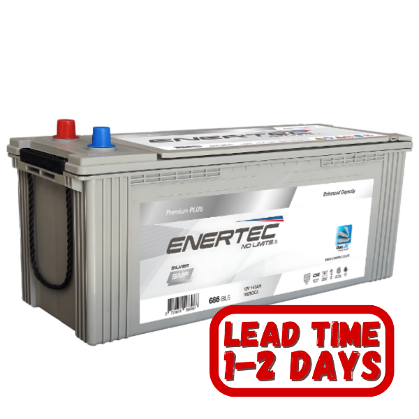 Enertec Silver 686, 12v 140ah 950cca, 12v 140ah 1025cca truck battery, left hand positive