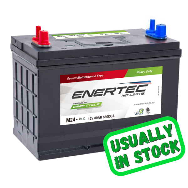 Enertec Blue M24MF, 12v, 80Ah, 650CCA, Deep Cycle Leisure Battery