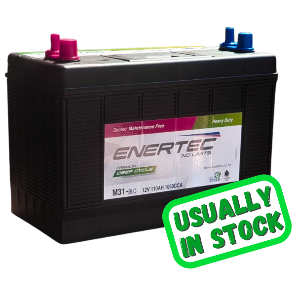 Enertec M31MF Blue, 12v, 110Ah, 1050CCA, Deep Cycle Leisure Battery, m31 battery, 12v 110ah 1050cca