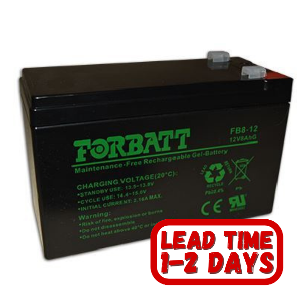 Forbatt  AGM 12v 8Ah Sealed Gel Battery gate motor alarm