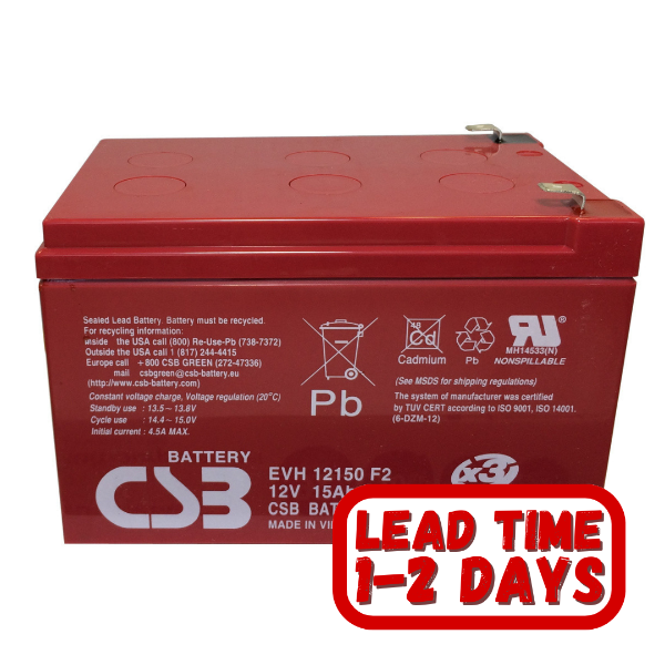 CSB EVH12150  12v 15ah Sealed Lead Acid Deep Cycle Battery.