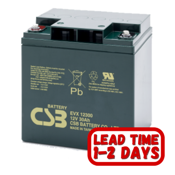 Show details for CSB EVX12300  12v 30ah Sealed Lead Acid Deep Cycle Battery. CSB EVX12300  12v 30ah Sealed Lead Acid Deep Cycle  Battery.