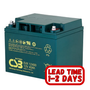 Show details for CSB EVX12400  12v 40ah Sealed Lead Acid Deep Cycle Battery. CSB EVX12400  12v 40ah Sealed Lead Acid Deep Cycle Battery.