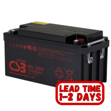 Show details for CSB GPL12650  12v 65ah/288W Sealed Lead Acid Battery. CSB GPL12650  12v 65ah/288W Sealed Lead Acid Battery.