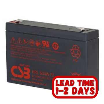 Show details for CSB HRL634W  6v 9ah/34W Sealed Lead Acid Battery. CSB HRL634W - 6v 9ah/34W Sealed Lead Acid Battery.