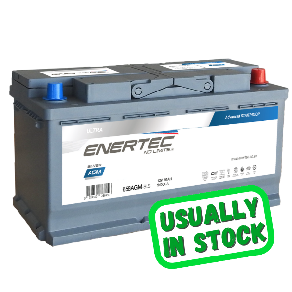 Enertec Silver 658 AGM, 12v 95ah 1050cca, AGM car battery, Start-Stop car battery