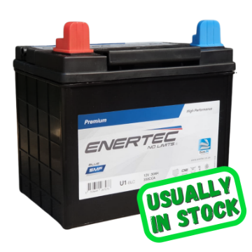 Show details for ENERTEC U1-330 Blue, 12v, 30Ah 350cca LHP Lawnmower Battery ENERTEC Blue U1, 12v 30ah 330cca, 12v lawn mower battery