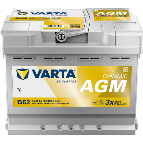 Varta AGM Car Battery, D52, 646, D52 battery, 646 Car Battery