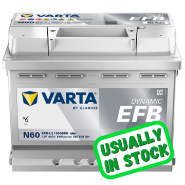 Show details for Varta N60/646 EFB 12v 60Ah 640cca RHP Start/Stop Car Battery EFB560500 / 560 500 064 Varta Car Battery, N60, N60 battery, 646 efb, 12v 60ah, 646 EFB Battery
