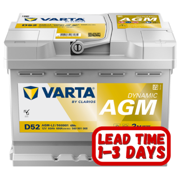 Show details for Varta  D52/ 646 AGM 12v 60Ah 680cca RHP Start/Stop Car Battery AGM-L2 / 560901 / 560 901 068 Varta AGM Car Battery, D52, 646, D52 battery, 646 Car Battery