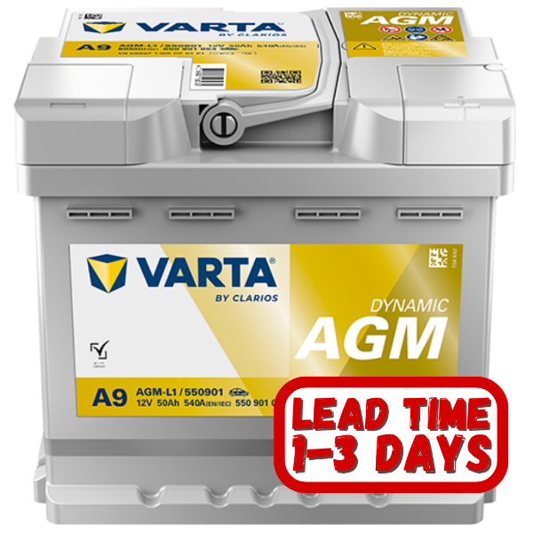 Varta A9/ 612 AGM 12v 50Ah 540cca RHP Start/Stop Car Battery AGM-L1 / 550 901 054