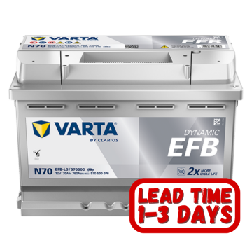 Show details for VARTA N70/652 EFB 12v 70Ah 760CCA Stop/Start Car Battery EFB L3 570 500 076 VARTA N70/652 EFB 12v 70Ah 760CCA Stop/Start Car Battery EFB L3 570 500 076