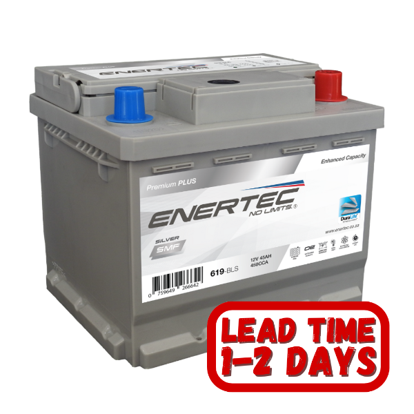 619, 12v car battery, 45Ah car battery, 450cca car battery, enertec silver, 12v 45ah 450cca