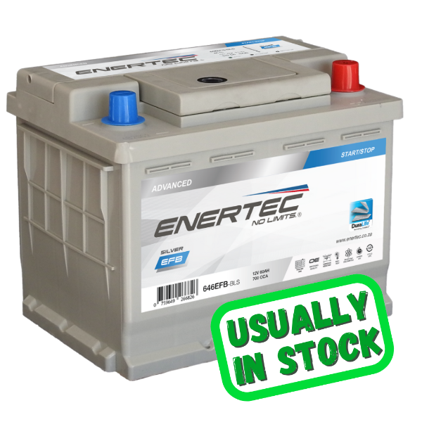 Enertec 646 EFB Silver, 12v, 60Ah, 700CCA, RHP Car Battery