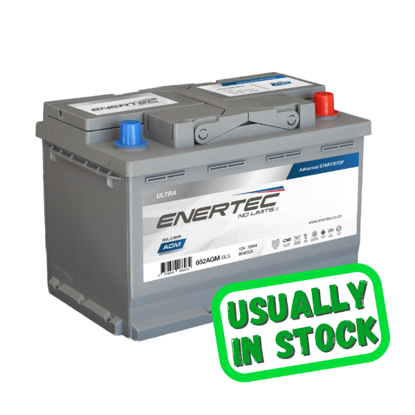 Enertec Silver 652 AGM, Start/Stop 12v, 70Ah, 900CCA, RHP Car Battery