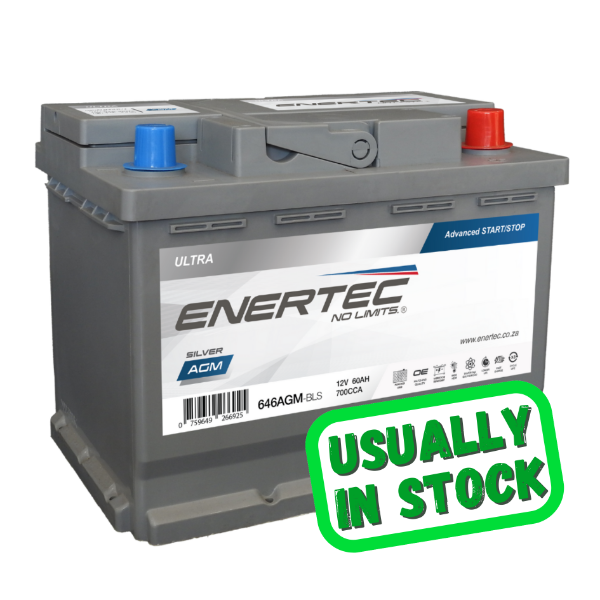 Enertec Silver 646HC AGM, Start-Stop battery, 12v 60ah 700cca, 12v car battery, 60Ah battery