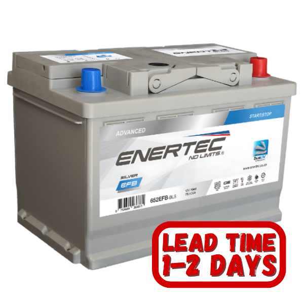 Enertec Silver 652 EFB, 12v 70ah 750cca, 12v car battery, 70Ah car battery, 750CCA car battery, EFB car battery