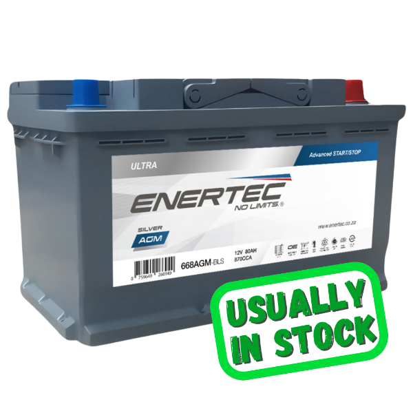 Enertec Silver 668 AGM battery, 12v 80ah, 12v 80ah 870cca car battery, Start-Stop AGM battery