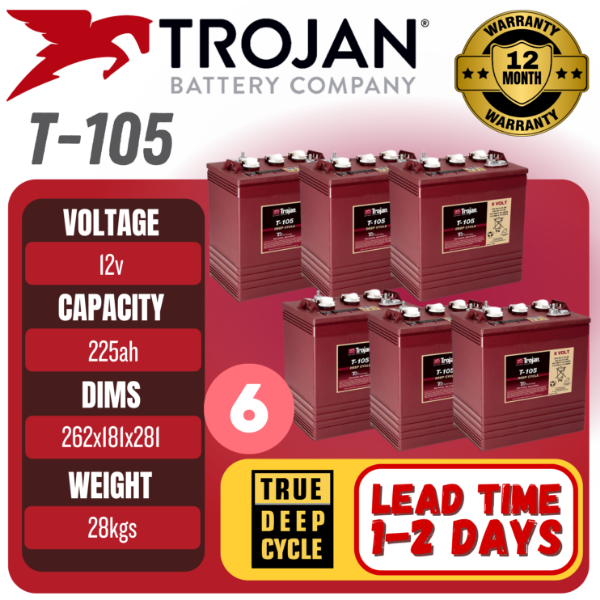 Trojan, golf battery, golf cart battery, 6v golf cart battery, 6v 225ah, 6v 225ah battery, golf battery, T105