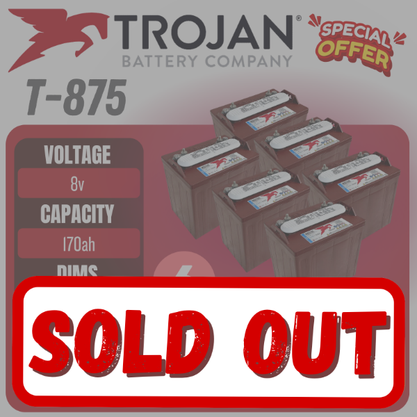 t875, 8v, 170ah, golfcart battery, trojan