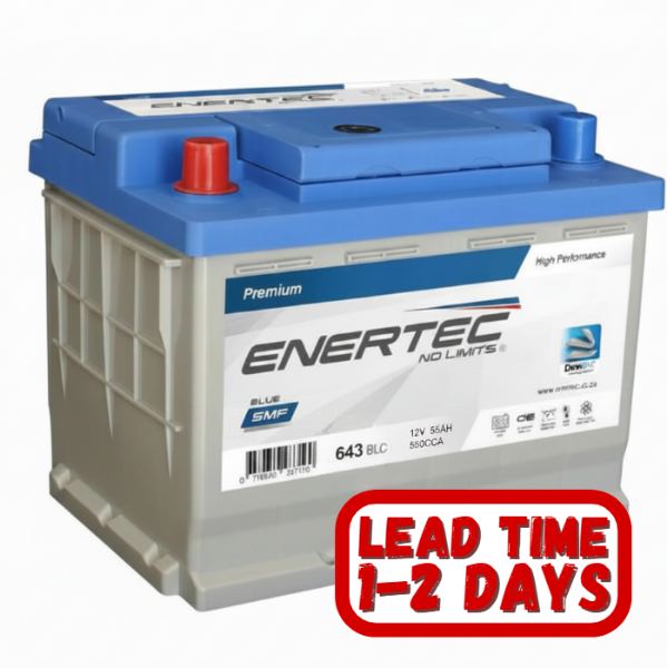 Enertec Blue 643, 12v, 55Ah, 550CCA LHP Car Battery